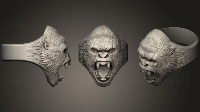Jewelry rings (gorilla growls, JVLRP_0376) 3D models for cnc